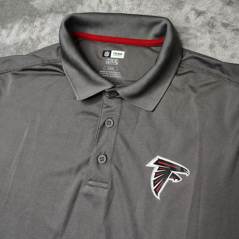 NFL Atlants Falcons Team Apparel Polo Shirt Mens Large Gray TX3 Cool Performance